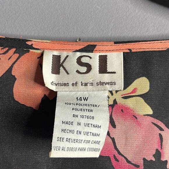 KSL by Karin Stevens Floral Tie Front Blouse Size 14W - Picture 2 of 7